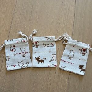 Cat Print Drawstring Pouch lot of 30